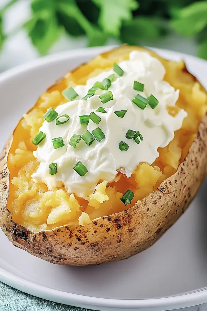 Baked potato with chive butter
