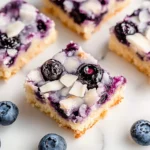 close-up of blueberry coconut bars