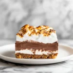 S’mores ice cream bar square on white plate