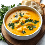 Sunshine soup ingredients on marble