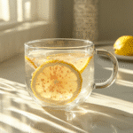 Japanese Mounjaro recipe in glass mug with lemon and pink salt
