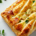 Chicken and cheese jalousie recipe baked in golden puff pastry