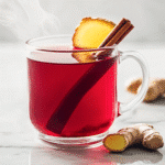 Costa Rican tea recipe for weight loss with cinnamon stick and ginger slice in a glass mug