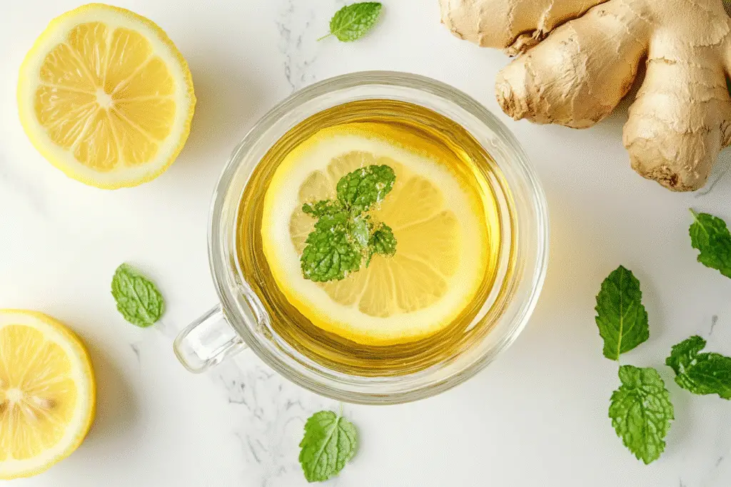 Lemon balm recipe tea with ginger and lemon for weight loss