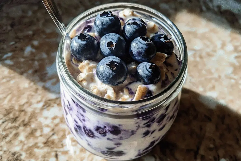 10 Minutes Creamy Blueberry Overnight Oats