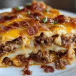 3 Steps Turkey Bacon Cheeseburger Lasagna