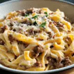 30-Minute Cheeseburger Alfredo Pasta
