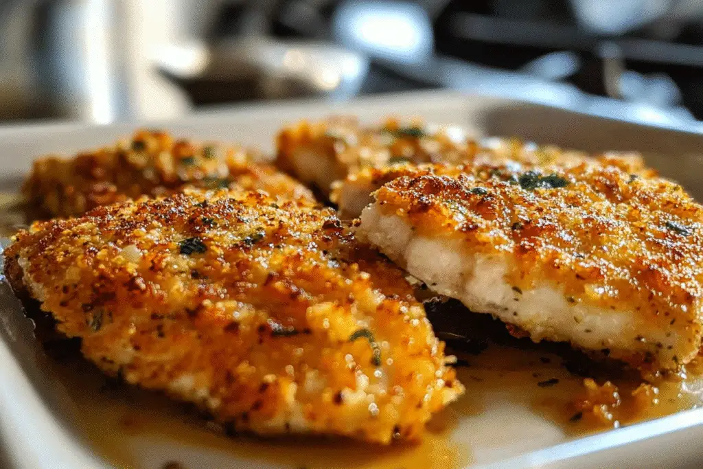 30 Minutes Crispy Dill Pickle Parmesan Chicken