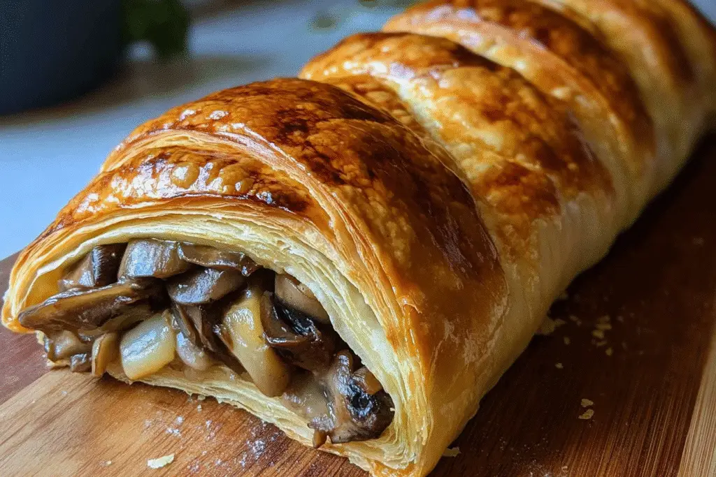 35-Minute Mushroom Gruyere Puff Pastry Braid