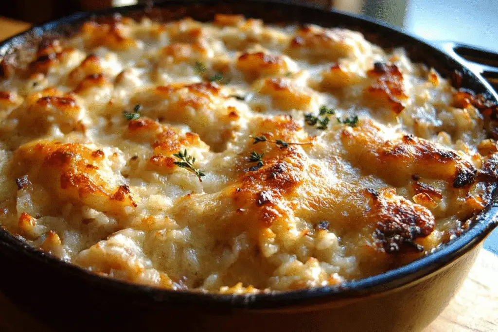 French Onion Chicken Rice Bake
