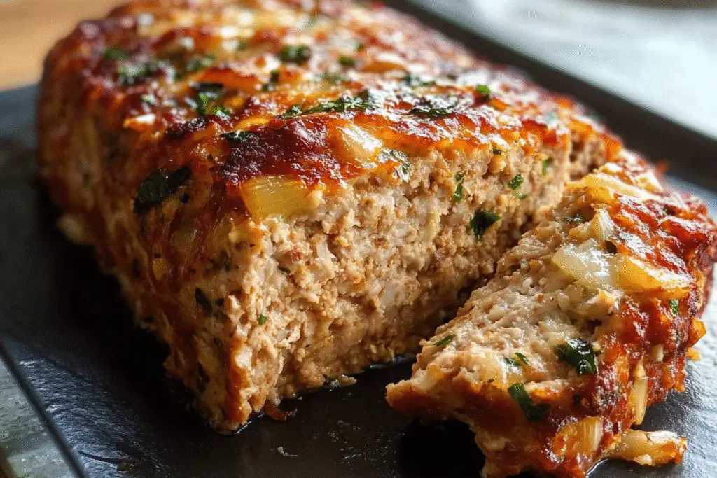 Juicy Garlic Parmesan Chicken Meatloaf