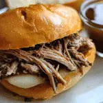 Tender Slow Cooker French Dip Sandwiche