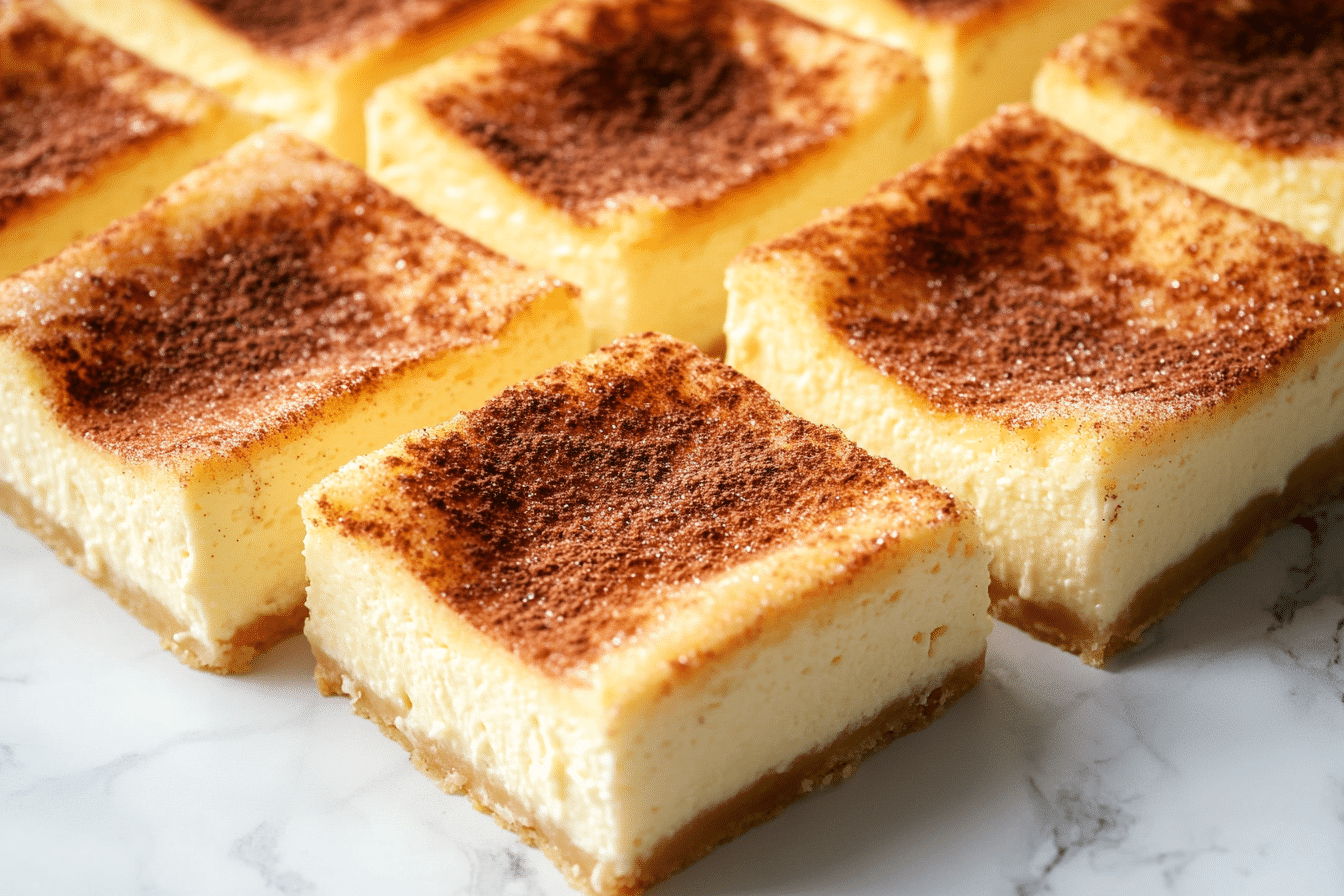Churro cheesecake recipe with golden cinnamon sugar crust