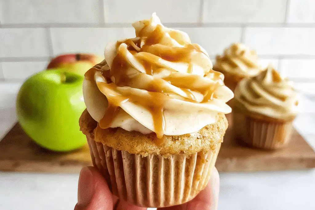 Apple Cupcakes with Creamy Salted Caramel Frosting