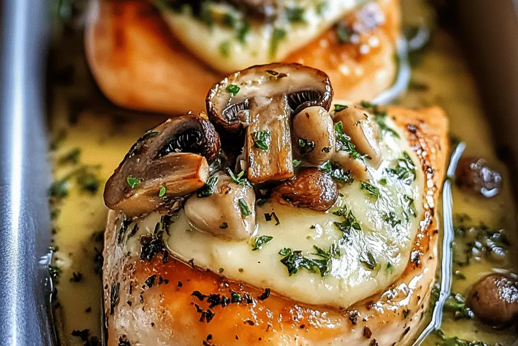 Baked Mushroom Stuffed Chicken Breast