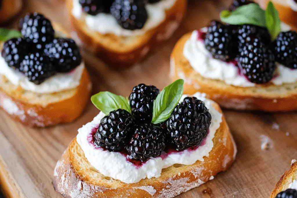 Balsamic Blackberry Bruschetta with Whipped Ricotta