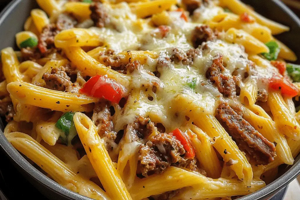 Budget-Friendly Philly Cheesesteak Pasta