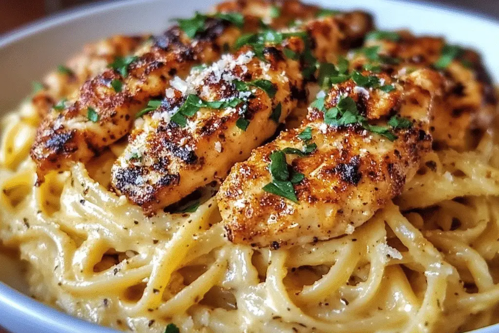 Cajun Chicken and Garlic Parmesan Linguine