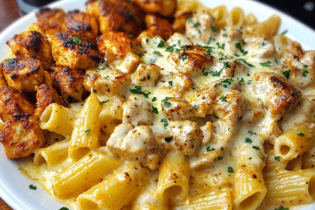 Cajun Garlic Butter Chicken Rigatoni in Cheesy Alfredo Sauce
