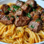 Cajun Garlic Butter Spaghetti with Beef Strips
