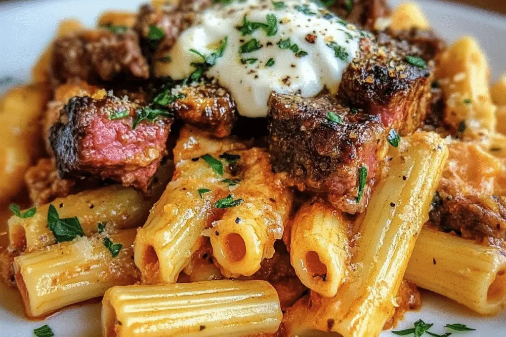 Cajun Garlic Butter Steak with Rigatoni