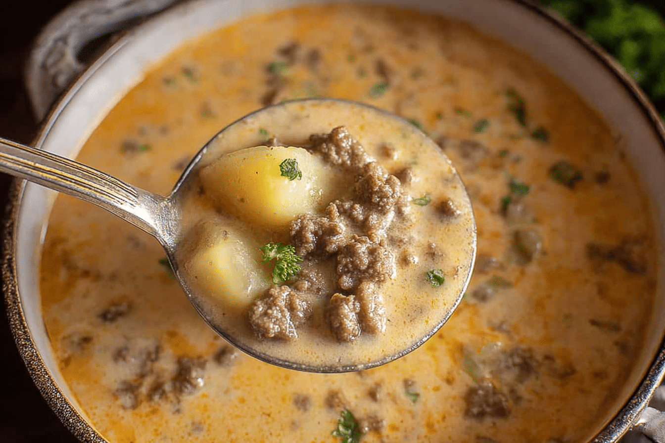 Cheesy Beef and Potato Soup