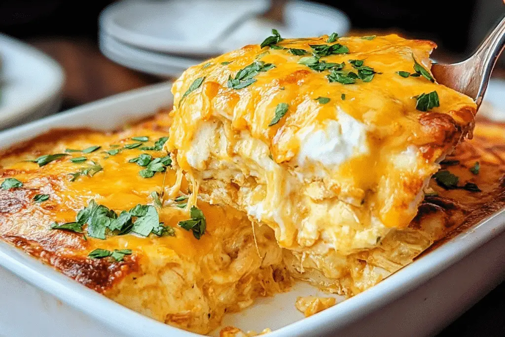 Cheesy Chicken Enchilada Casserole