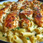 Cheesy Rigatoni with Garlic Parmesan Chicken