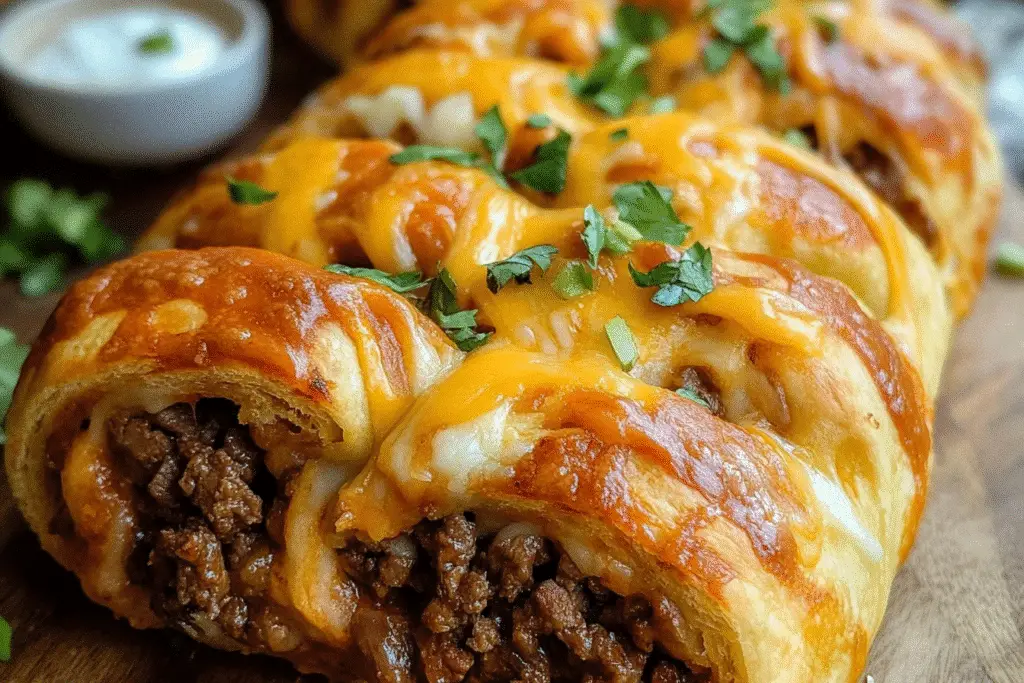 Cheesy Taco Braid Beef