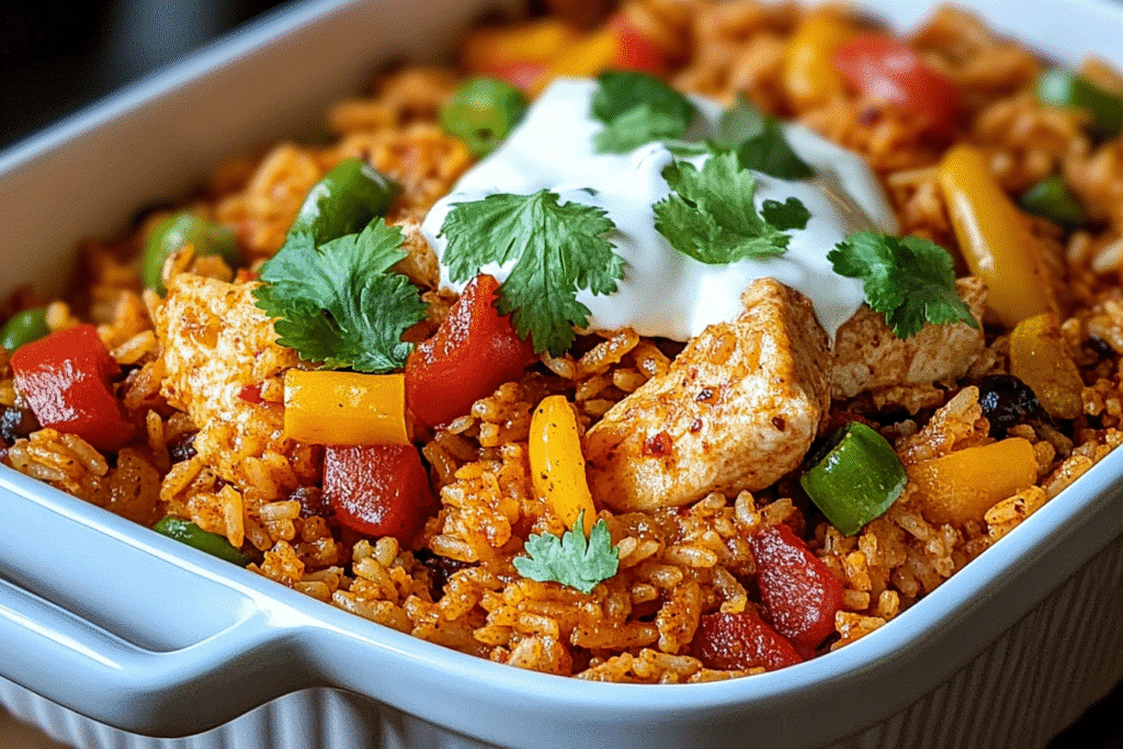Chicken Fajita Rice Casserole