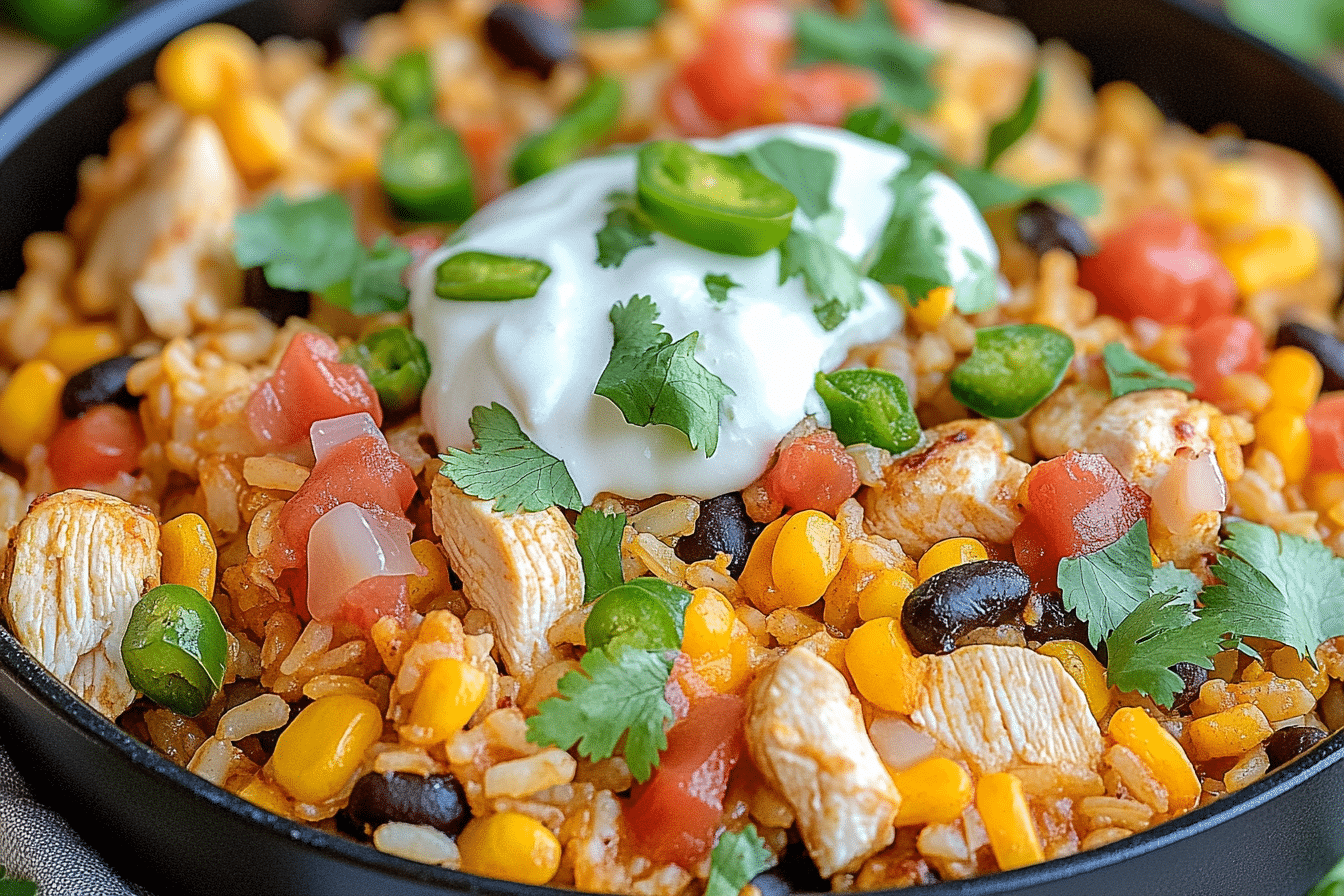 Chicken Taco Rice Skillet Bake