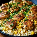 Chicken and Corn Skillet with Garlic Parmesan Rice
