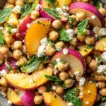 Chickpea Peach Salad with Honey Lime Dressing