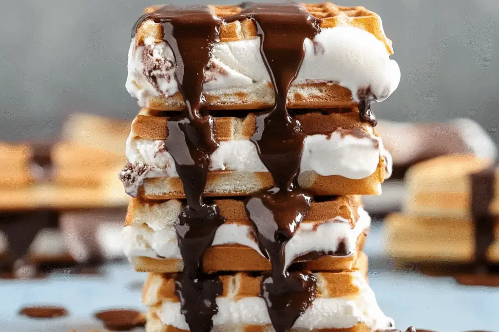Chocolate Dipped Waffle Ice Cream Sandwich