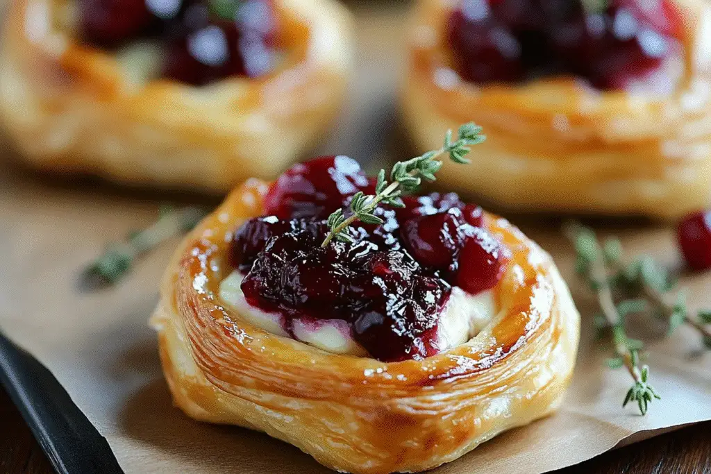 Cranberry Brie Puff Pastry Bites