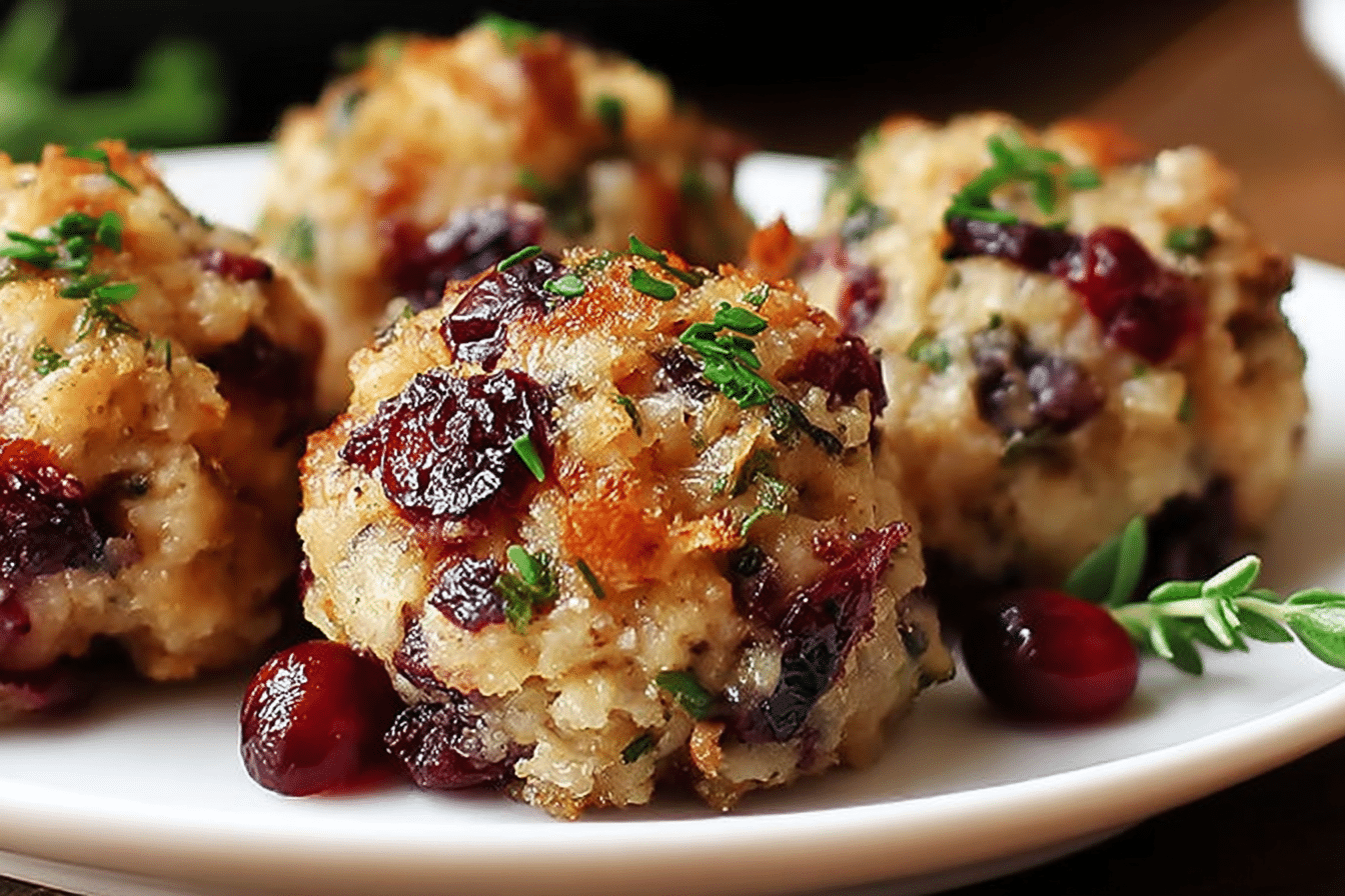 Cranberry Turkey Stuffing Balls