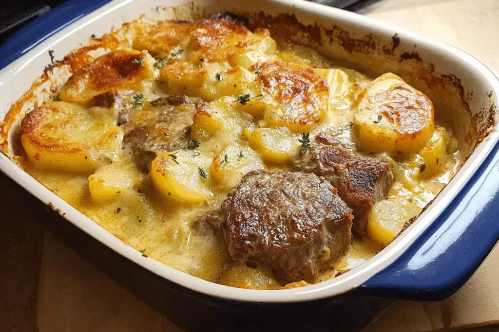 Creamy Beef Chop and Potato Casserole