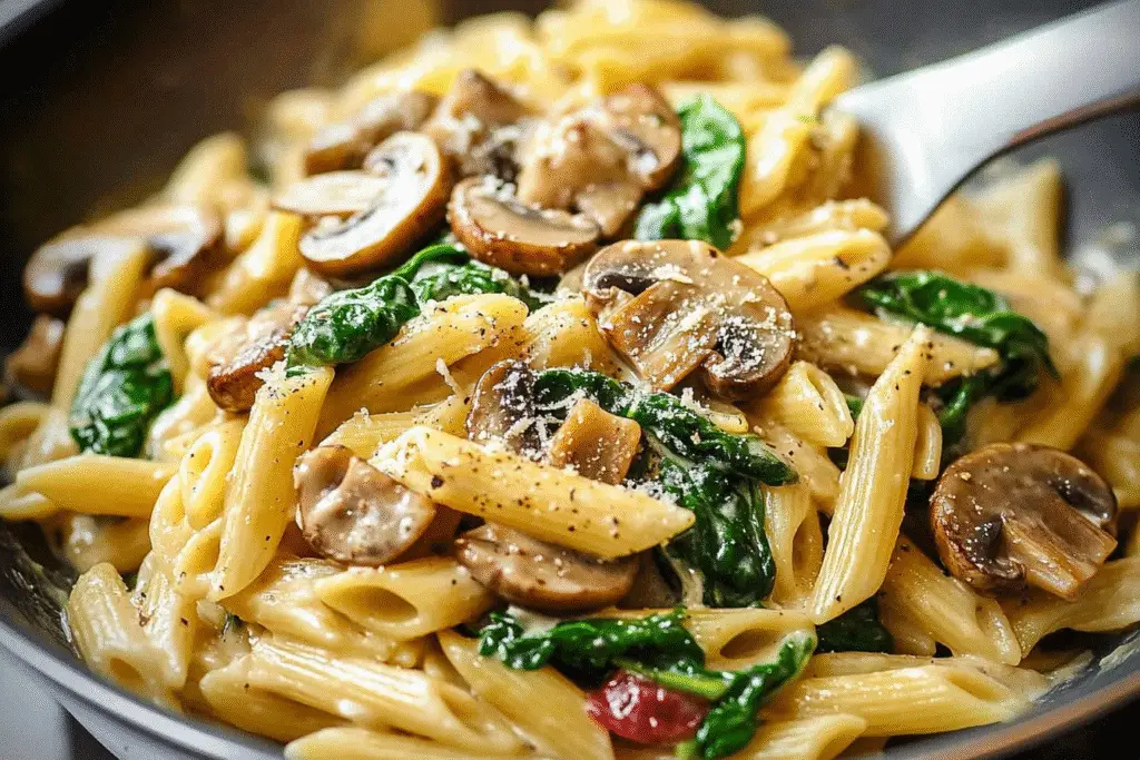 Creamy Mushroom Spinach Pasta