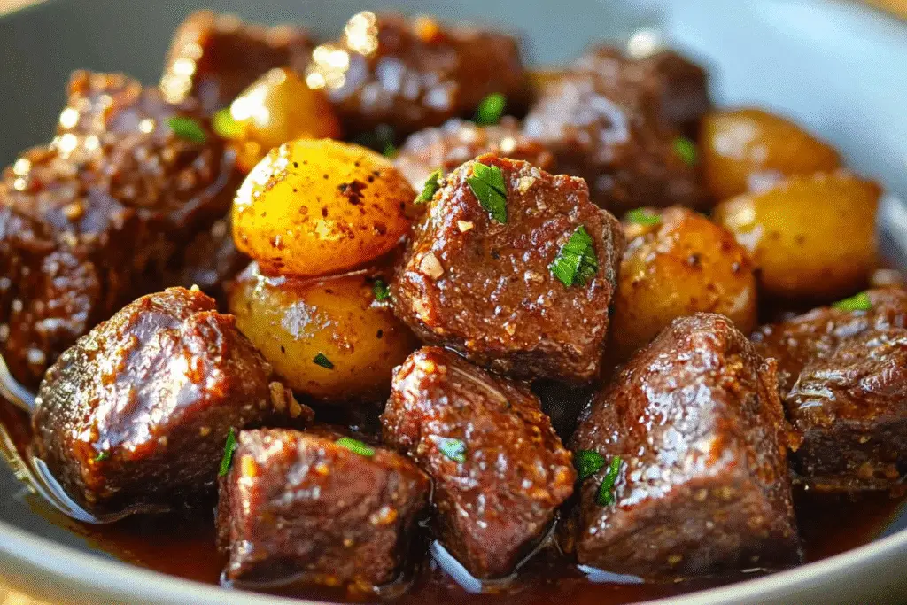 Crockpot Garlic Butter Beef Bites