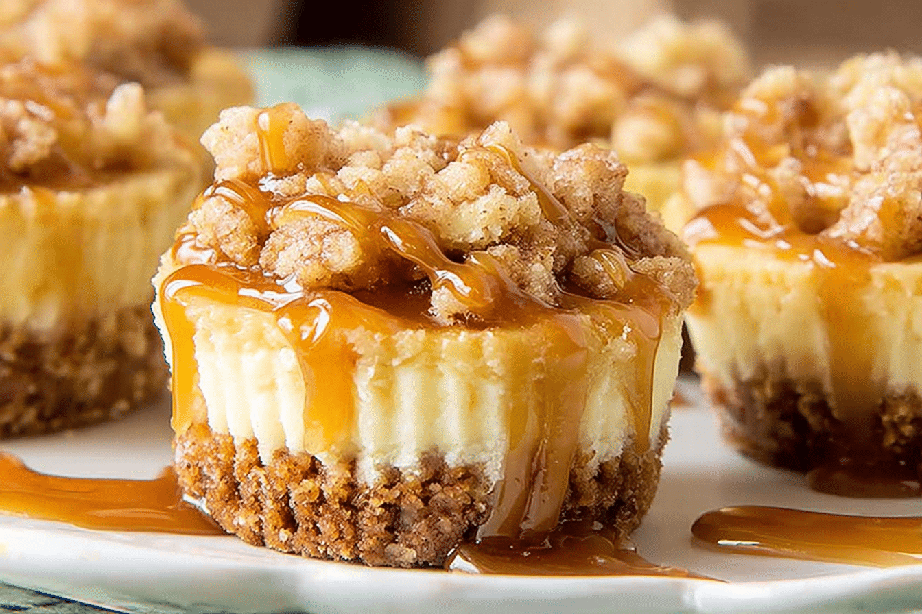 Easy Apple Crisp Mini Cheesecakes