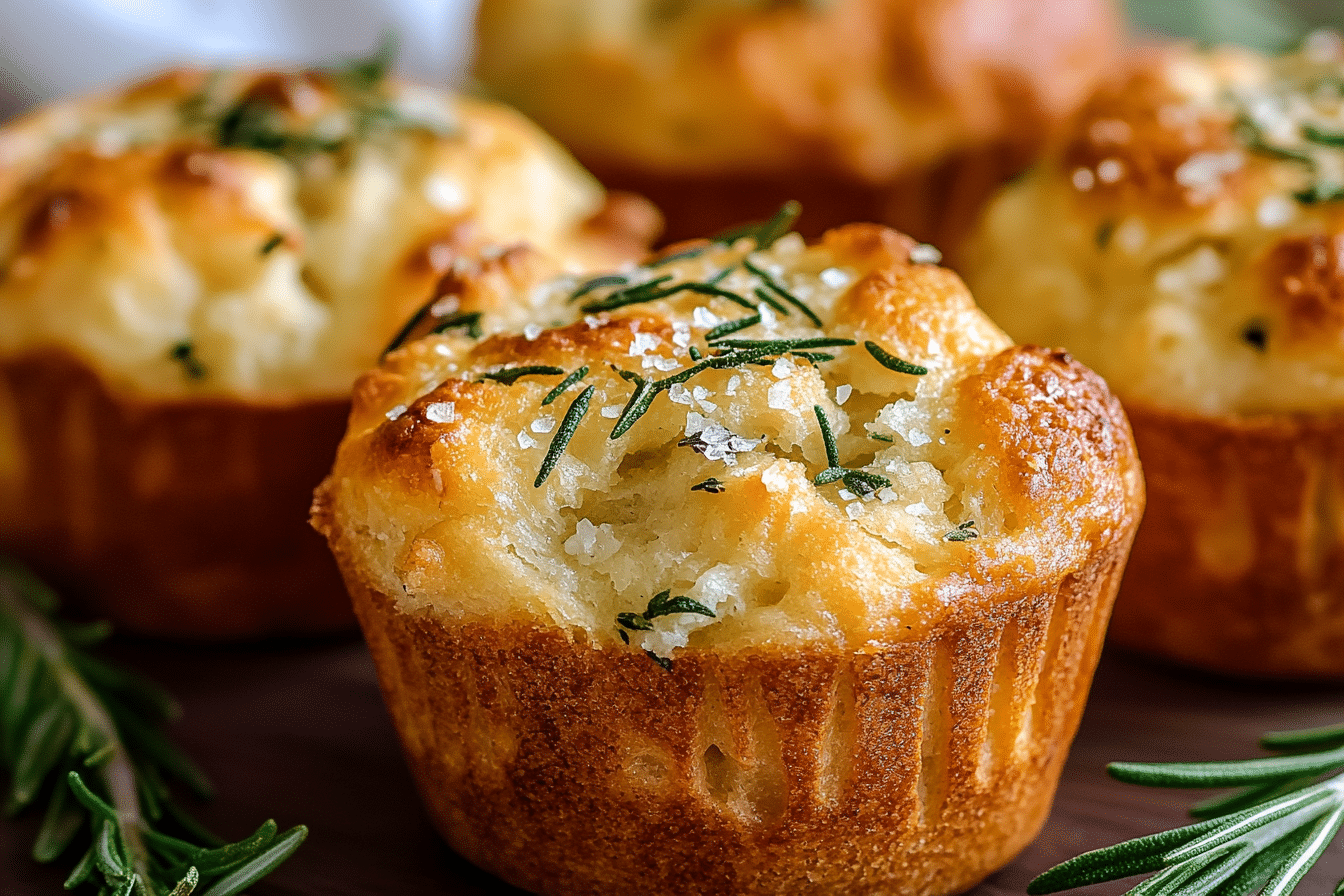 Easy Garlic Rosemary Focaccia Muffins