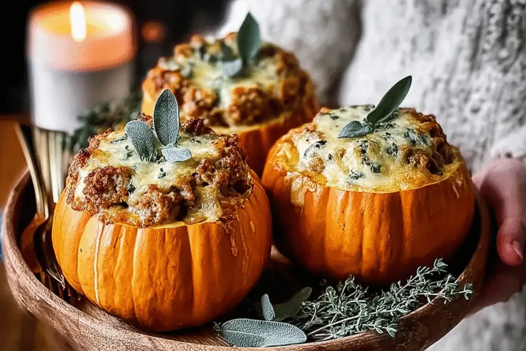 Ground Turkey and Brown Butter Sage Stuffed Mini Pumpkins