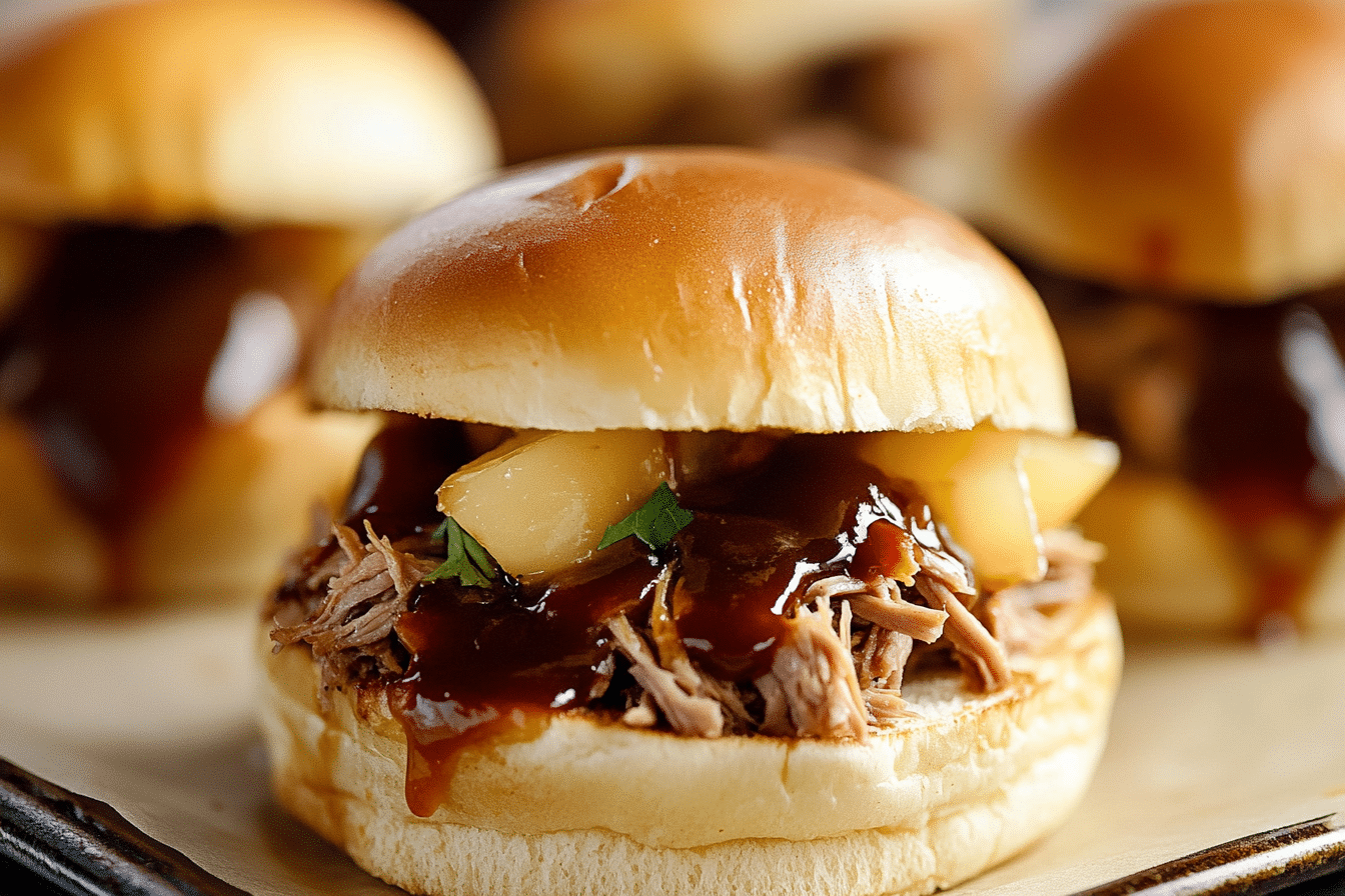 Hawaiian BBQ Pulled Beef Sliders