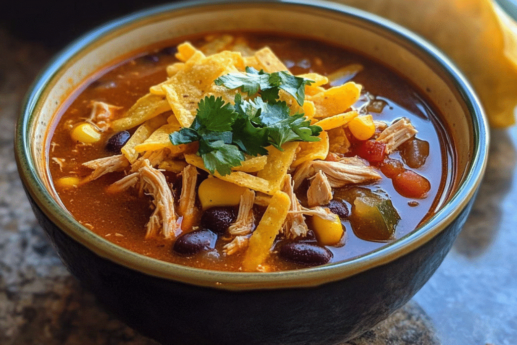 Hearty Crock Pot Chicken Tortilla Soup