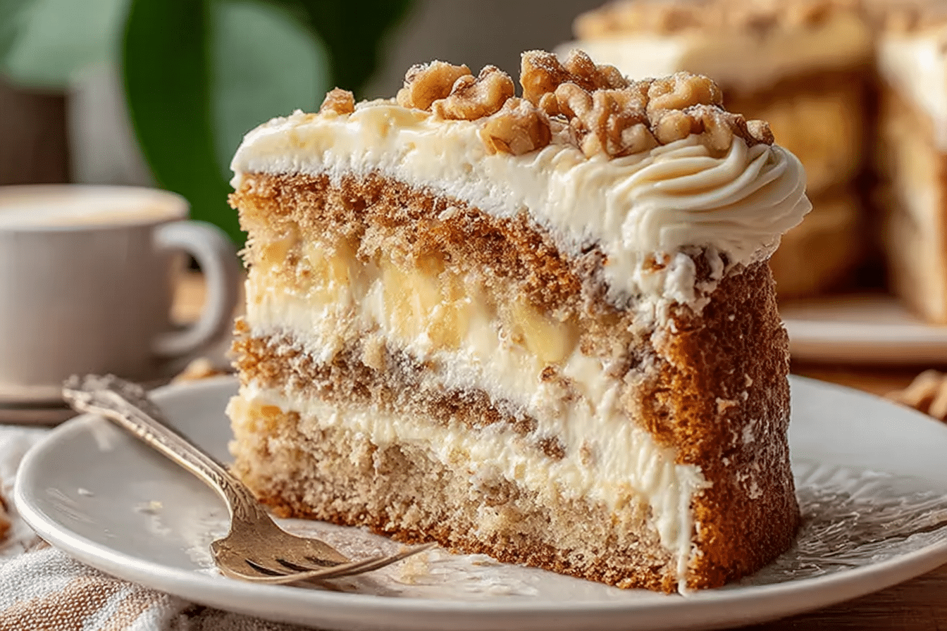 Heavenly Banana Walnut Cream Cake