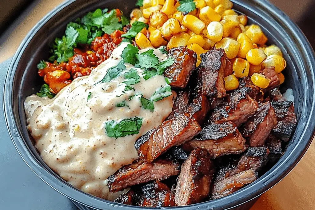 Korean BBQ Beef Bowl with Corn Sauce