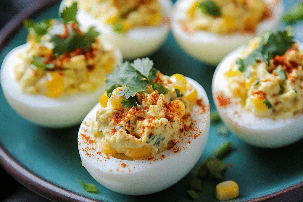 Mexican Street Corn Deviled Eggs