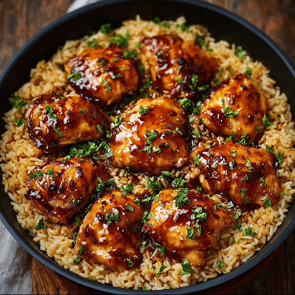 One-Pan Honey BBQ Chicken & Rice