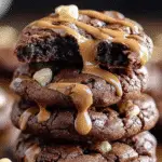 Peanut Butter Brownie Cookies Drizzled
