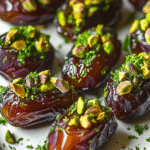 Roasted Boursin Stuffed Dates with Pistachios